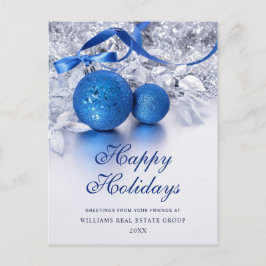 Silver Blue Weihnachtsschmuck Corporate Gruß Feiertagspostkarte