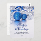 Silver Blue Weihnachtsschmuck Corporate Gruß Postkarte (Vorne/Hinten)