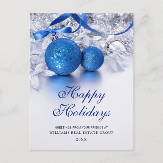 Silver Blue Weihnachtsschmuck Corporate Gruß Postkarte (Vorderseite)