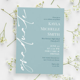 Silver Blue White Typografy Graduation Party Einladung