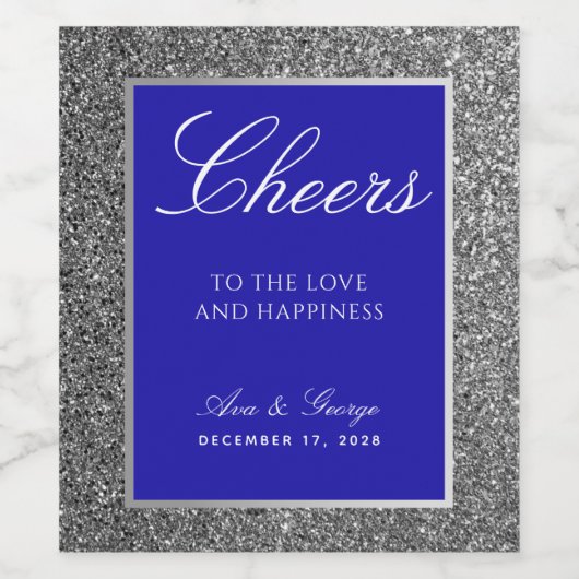 Silver Blue Wine Label Weinetikett (Einzelnes Label)