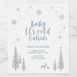 Silver & Blue Winter Baby Showdusche Gefallen Drin Weinetikett