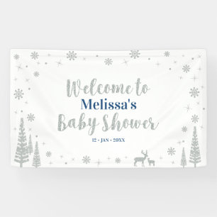 Silver & Blue Winter Boy Baby Dusche Willkommen Banner