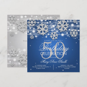 Silver Blue Winter Glitzer 50. Geburtstagsparty Einladung