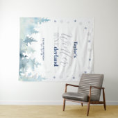 Silver & Blue Winter onderland 1. Geburtstag Wandteppich (Beispiel (Horizontal))