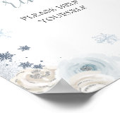 Silver Blue Winter Snowflake Brautparty Drinks Poster (Ecke)