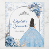 Silver Blue Winter Snowflake Mis Quince Weinetikett (Einzelnes Label)