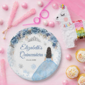 Silver Blue Winter Snowflake Quince Papierplatte Pappteller (Party)
