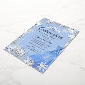 Silver Blue Winter Snowflake Quinceanera Folieneinladung (Gedreht)