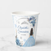 Silver Blue Winter Snowflake Quinceañera Paper Cup Pappbecher (Vorderseite)