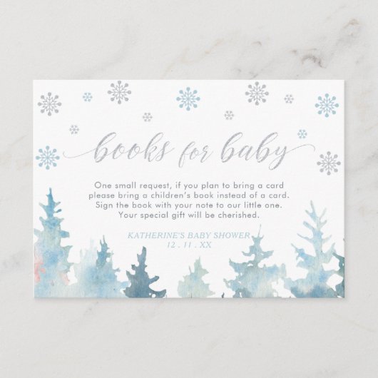 Silver & Blue Winter Wonderland Books for Baby Begleitkarte (Vorderseite)