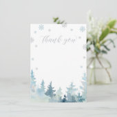 Silver & Blue Winter Wonderland Danke Karte (Stehend Vorderseite)