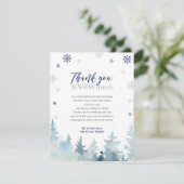 Silver & Blue Winter Wonderland Foto Vielen Dank Dankeskarte (Stehend Vorderseite)