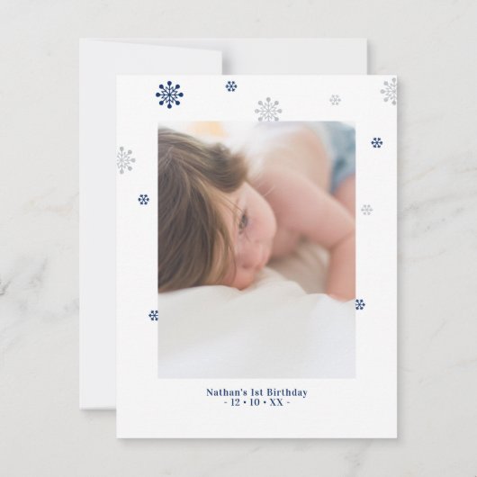 Silver & Blue Winter Wonderland Foto Vielen Dank Dankeskarte (Rückseite)