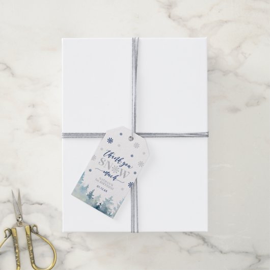 Silver & Blue Winter Wonderland Vielen Dank für Ih Geschenkanhänger (Mit Garn)