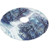 Silver Blue Winter Wonderland Weihnachtsbaumrock Polyester Weihnachtsbaumdecke (Schrägansicht)