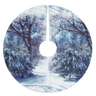Silver Blue Winter Wonderland Weihnachtsbaumrock Polyester Weihnachtsbaumdecke