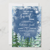 Silver Blue Winter Wood Rustic Housewarming Party Einladung (Vorderseite)