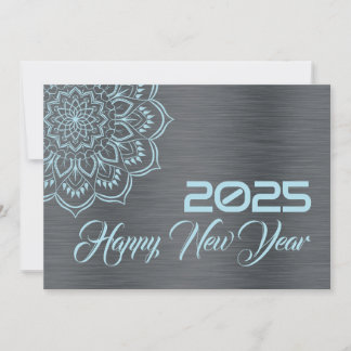 Silver blue wish card New Year with mandala Feiertagskarte