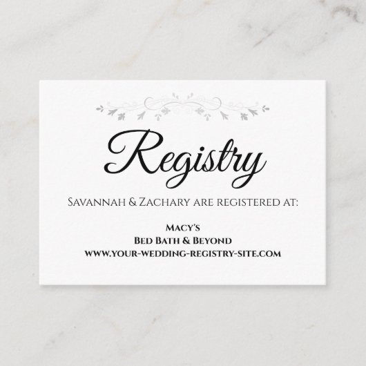 Silver Blüh Wedding Registry Enclosure Card Begleitkarte (Vorderseite)
