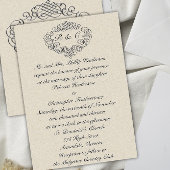 Silver Blühe Mit Monogramm Cream Wedding Einladung