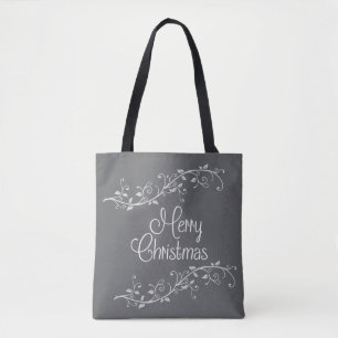 Silver Blühte Frohe Weihnachten Tasche