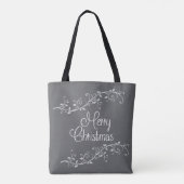 Silver Blühte Frohe Weihnachten Tasche (Rückseite)