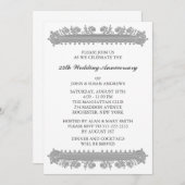 Silver Blume 25. Hochzeitstag Einladung (Vorne/Hinten)