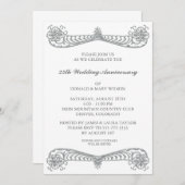 Silver Blume Scroll 25. Silver Anniversary Party Einladung (Vorne/Hinten)