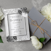 Silver Blumen elegante monochrome Hochzeit Einladung