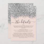 Silver Blush Glitzer Confetti Wedding Details Begleitkarte (Vorne/Hinten)