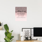 Silver Blush Glitzer Hochzeitwünsche signieren in  Poster (Heimbüro)