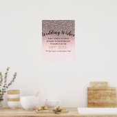 Silver Blush Glitzer Hochzeitwünsche signieren in Poster (Küche)
