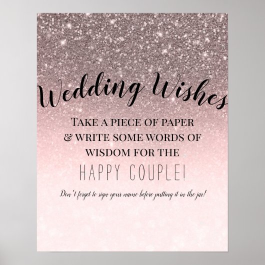 Silver Blush Glitzer Hochzeitwünsche signieren in  Poster (Vorne)