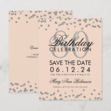 Silver Blush Pink 80. Geburtstag Rett Datum Confet