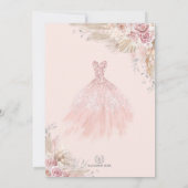 Silver Blush Pink Boho Floral Quinceañera Geburtst Einladung (Rückseite)