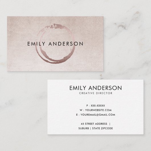 SILVER BLUSH PINK BRUSH STROKE CIRCLE MARK LOGO VISITENKARTE (Vorne/Hinten)