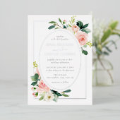 Silver Blush Pink Floral Frame Wedding Folieneinladung (Stehend vorne)