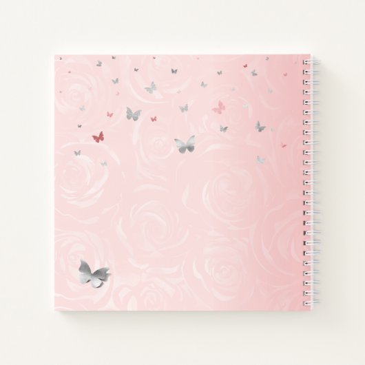 Silver Blush Pink Foto Quinceanera Gästebuch Notizblock (Rückseite)