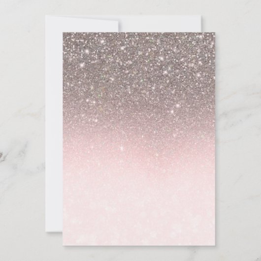 Silver & Blush Pink Glitzer Sparkle Glam Sweet 16 Einladung (Rückseite)