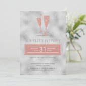 Silver Blush - Silver Party Klassik Elegant Einladung (Stehend Vorderseite)