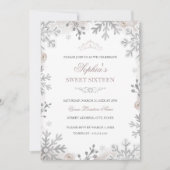 Silver Blush Winter Wonderland Sweet 16. Geburtsta Einladung (Vorderseite)