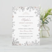 Silver Blush Winter Wonderland Sweet 16. Geburtsta Einladung (Stehend Vorderseite)