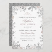 Silver Blush Winter Wonderland Sweet 16. Geburtsta Einladung (Vorne/Hinten)