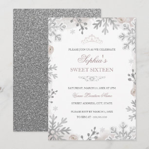 Silver Blush Winter Wonderland Sweet 16. Geburtsta Einladung