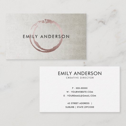 SILVER BLUSPINK BRUSH STROKE CIRCLE MARK LOGO VISITENKARTE (Vorne/Hinten)