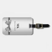 Silver-Bogen-Monogramm-Initialen elegant Gepäckanhänger (Vorderseite horizontal)