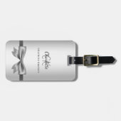 Silver-Bogen-Monogramm-Initialen elegant Gepäckanhänger (Vorderseite horizontal)