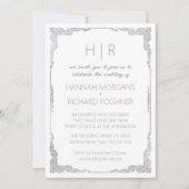 Silver Bohemisch Lace Simple Wedding Einladung (Vorderseite)