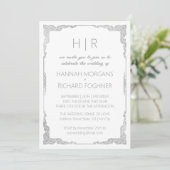 Silver Bohemisch Lace Simple Wedding Einladung (Stehend Vorderseite)